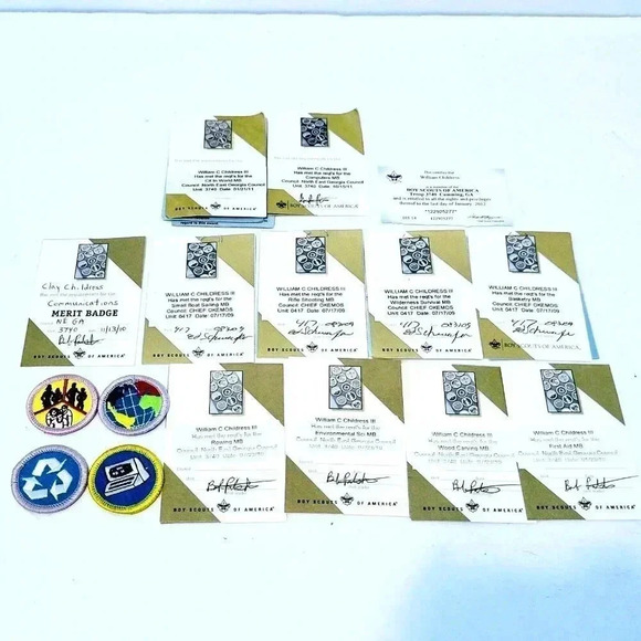 Boy Scouts Merit Badge Lot Achievement Cards Comps Env Science ER Prep Cit World - Picture 1 of 2